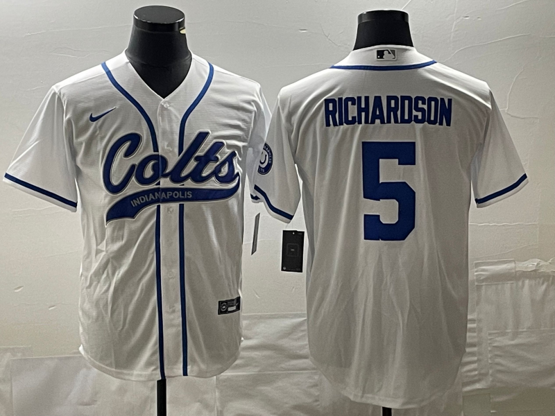 Men’s Indianapolis Colts Anthony Richardson #5 White Jersey Joint Edition