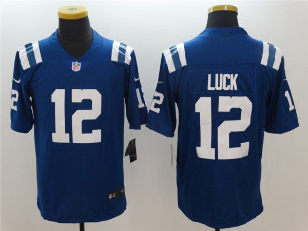Men’s Indianapolis Colts Retired Player #12 Andrew Luck Nike Royal NFL Vapor Limited Jersey