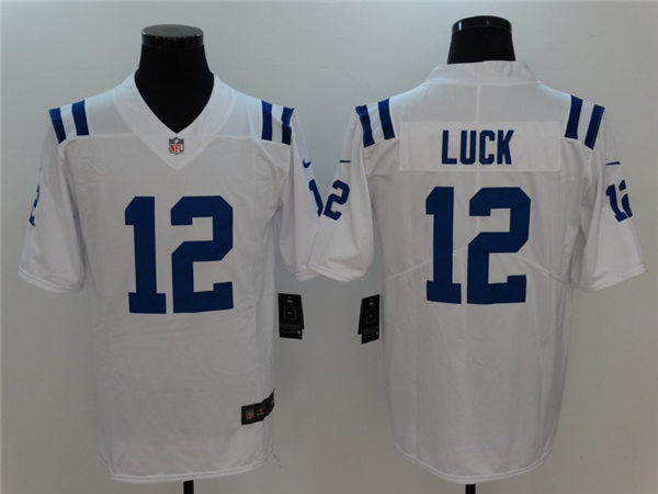 Men’s Indianapolis Colts Retired Player #12 Andrew Luck Nike White NFL Vapor Limited Jersey