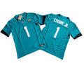Men’s Jacksonville Jaguars #1 Travis Etienne Jr. Nike Teal Alternate 2023 F.U.S.E. Vapor Limited Jersey