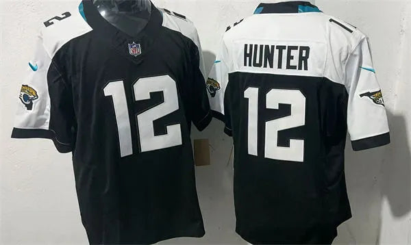 Men’s Jacksonville Jaguars #12 Travis Hunter Nike Black White Gratitude F.U.S.E. Limited Jersey