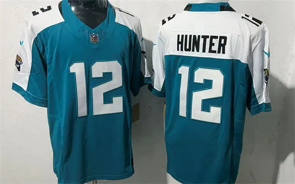 Men’s Jacksonville Jaguars #12 Travis Hunter Teal White Gratitude F.U.S.E. Limited Jersey