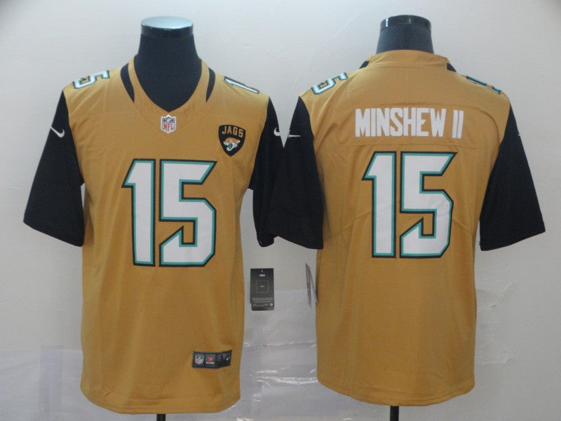 Men’s Jacksonville Jaguars #15 Gardner Minshew II Nike Bold Gold Color Rush Limited Jersey