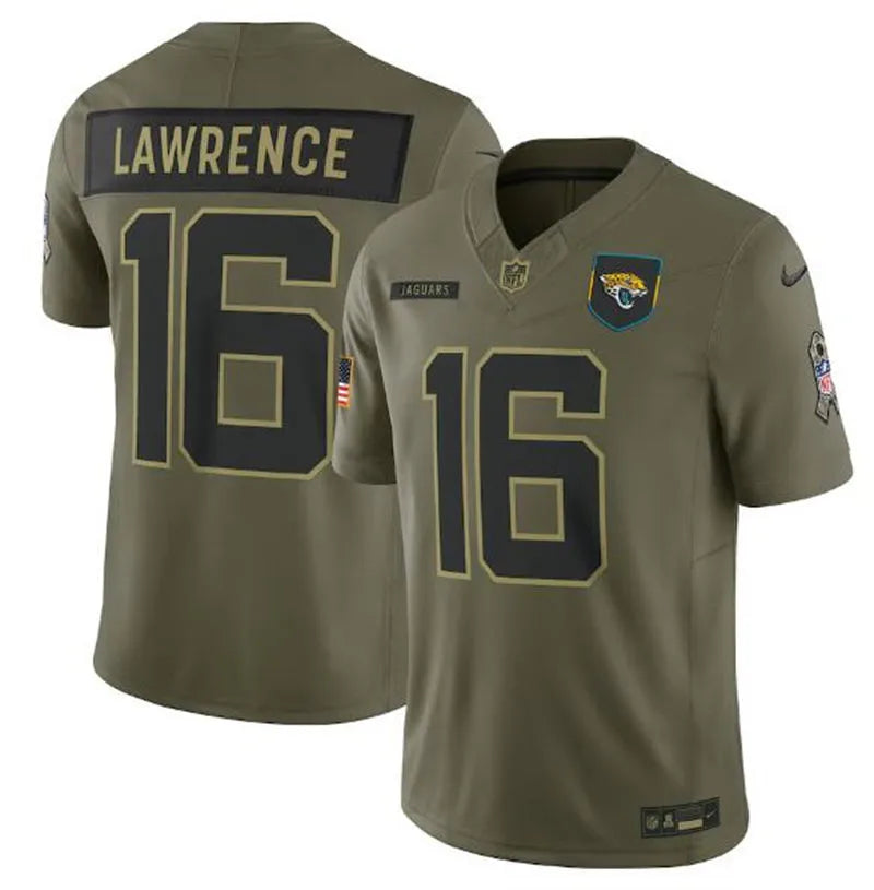 Mens Jacksonville Jaguars #16 Trevor Lawrence Nike 2025 Salute to Service Limited Jersey – Olive