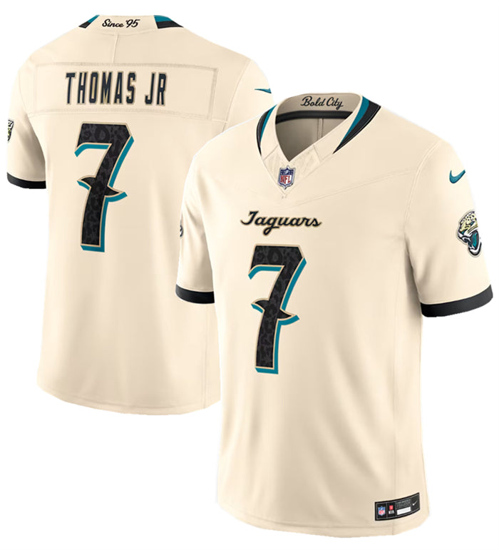 Men’s Jacksonville Jaguars #7 Brian Thomas Jr. Cream 2026 F.U.S.E. Rivalries Collection Limited Stitched Football Jersey