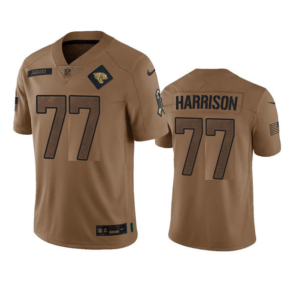 Men’s Jacksonville Jaguars #77 Anton Harrison Brown 2023 Salute To Service Limited Jersey