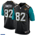 Mens Jacksonville Jaguars Retired Player #82 Jimmy Smith Nike Black Teal Game Jersey