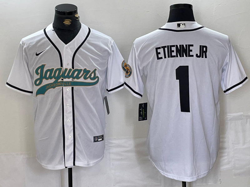 Men’s Jacksonville Jaguars Travis Etienne Jr #1 White Jersey