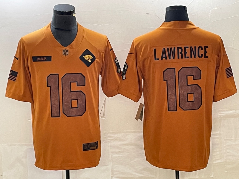 Men’s Jacksonville Jaguars Trevor Lawrence #16 Brown 2023 Salute To Service Limited Jersey