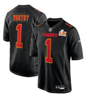 Mens Kansas City Chiefs #1 Xavier Worthy Nike Super Bowl LIX Fashion Game Jersey Carbon Black