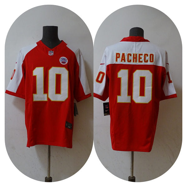 Men’s Kansas City Chiefs #10 Isiah Pacheco Red White Gratitude F.U.S.E. Vapor Limited Jersey