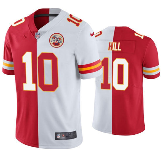 Men’s Kansas City Chiefs #10 Tyreek Hill Nike Red White Split Two Tone Jersey
