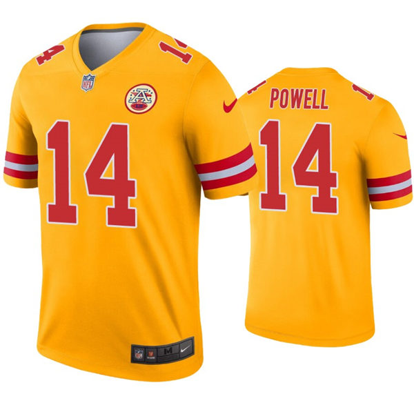 Men’s Kansas City Chiefs #14 Cornell Powell Nike Gold Inverted Legend Jersey