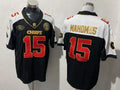 Men’s Kansas City Chiefs #15 Patrick Mahomes Black White Golden Gratitude F.U.S.E. Vapor Limited Jersey