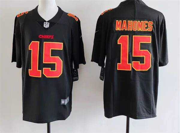 Men’s Kansas City Chiefs #15 Patrick Mahomes Carbon Black Fashion Limited Jersey