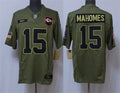 Mens Kansas City Chiefs #15 Patrick Mahomes Nike 2025 Salute to Service Limited Jersey – Olive