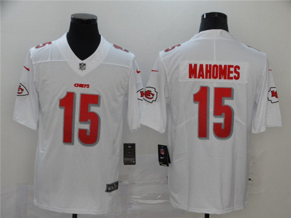 Men’s Kansas City Chiefs #15 Patrick Mahomes Nike White NFL team logo cool edition jersey