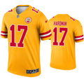 Men’s Kansas City Chiefs #17 Mecole Hardman Nike Gold Inverted Legend Jersey