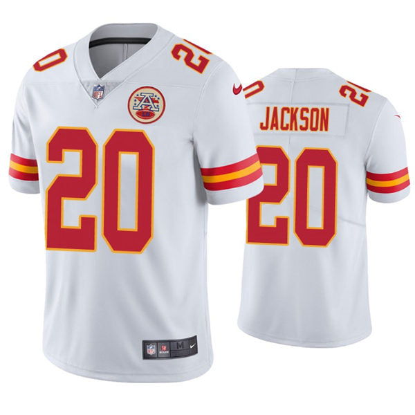 Men’s Kansas City Chiefs #20 Josh Jackson Nike White Vapor Untouchable Limited Jersey