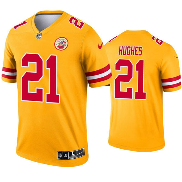 Men’s Kansas City Chiefs #21 Mike Hughes Nike Gold Inverted Legend Jersey