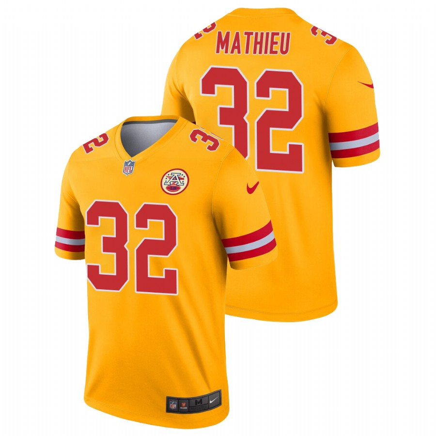 Men’s Kansas City Chiefs #32 Tyrann Mathieu Nike Gold Inverted Legend Jersey
