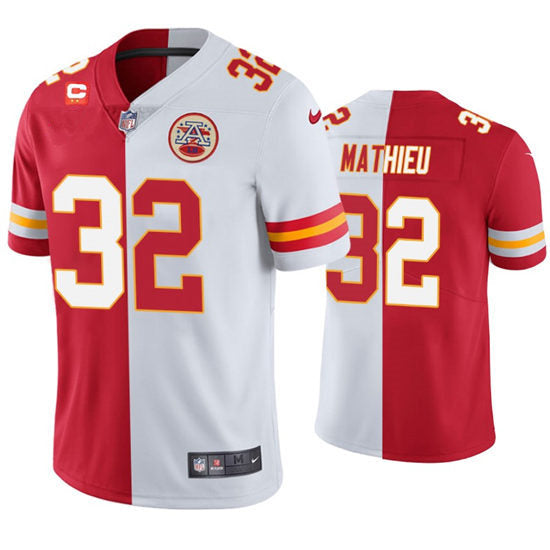 Men’s Kansas City Chiefs #32 Tyrann Mathieu Nike Red White Split Two Tone Jersey