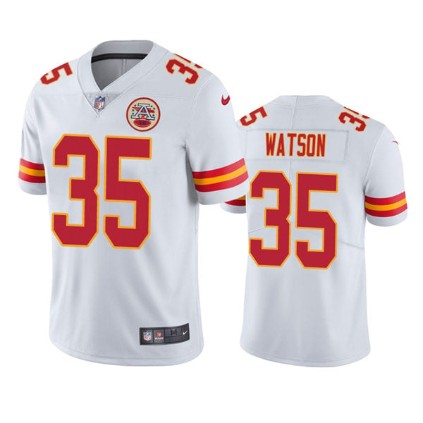 Men’s Kansas City Chiefs #35 Jaylen Watson White Vapor Untouchable Limited Jersey