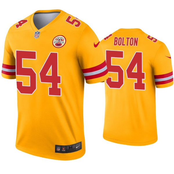 Men’s Kansas City Chiefs #54 Nick Bolton Nike Gold Inverted Legend Jersey