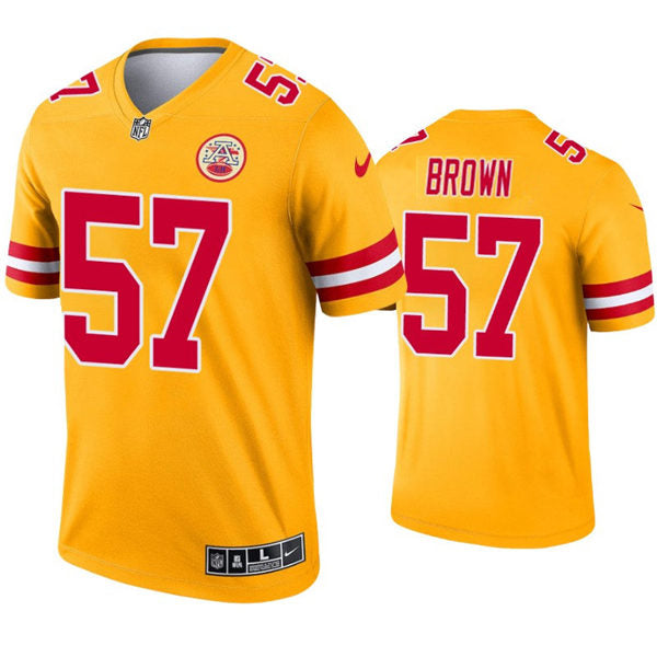 Men’s Kansas City Chiefs #57 Orlando Brown Nike Gold Inverted Legend Jersey