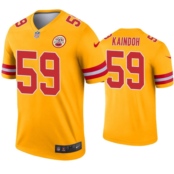 Men’s Kansas City Chiefs #59 Joshua Kaindoh Nike Gold Inverted Legend Jersey