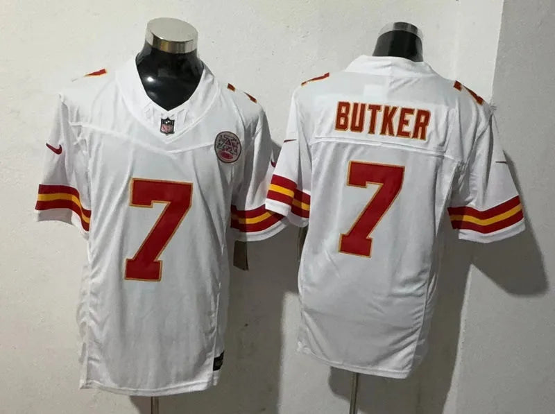 Men’s Kansas City Chiefs #7 Harrison Butker Nike White F.U.S.E. Vapor Limited Jersey