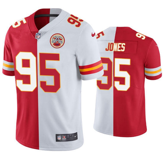 Men’s Kansas City Chiefs #95 Chris Jones Nike Red White Split Two Tone Jersey