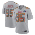 Men’s Kansas City Chiefs Chris Jones #95 Gray Super Bowl LVII Patch Atmosphere Jersey