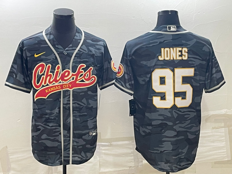 Men’s Kansas City Chiefs Chris Jones #95 Grey Camouflage Jersey Joint Edition