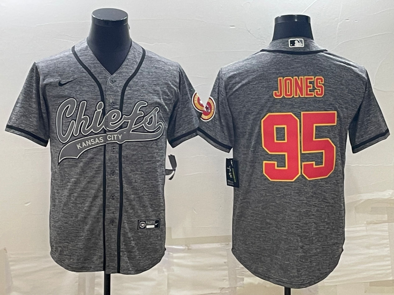 Men’s Kansas City Chiefs Chris Jones #95 Grey Jersey Joint Edition