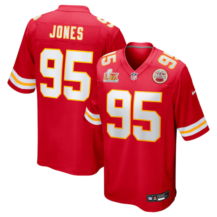Men’s Kansas City Chiefs Chris Jones #95 Red Super Bowl LIX Jersey