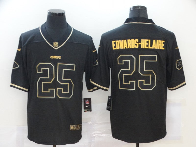 Men’s Kansas City Chiefs Clyde Edwards-Helaire #25 Black Jersey