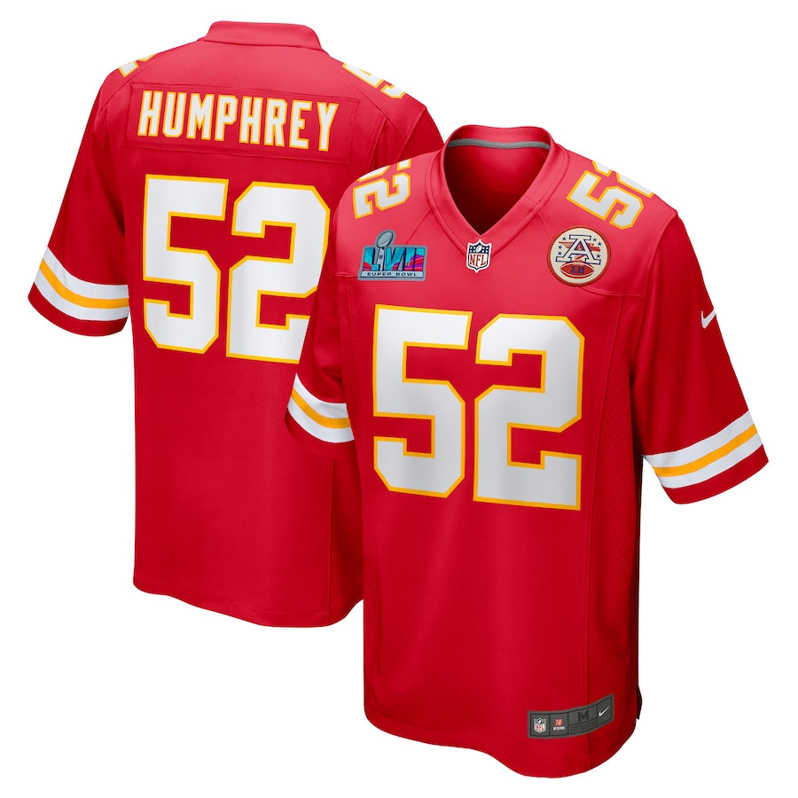 Men’s Kansas City Chiefs Creed Humphrey #52 Red Super Bowl LVII Patch Jersey