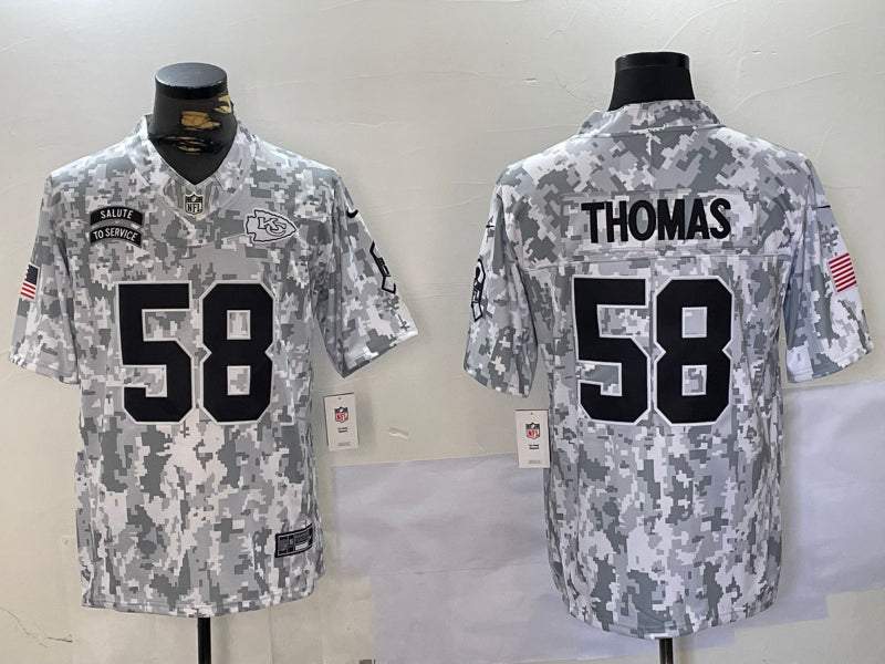 Men’s Kansas City Chiefs Derrick Thomas #58 Arctic Camo 2024 Salute to Service Retired Limited Jersey