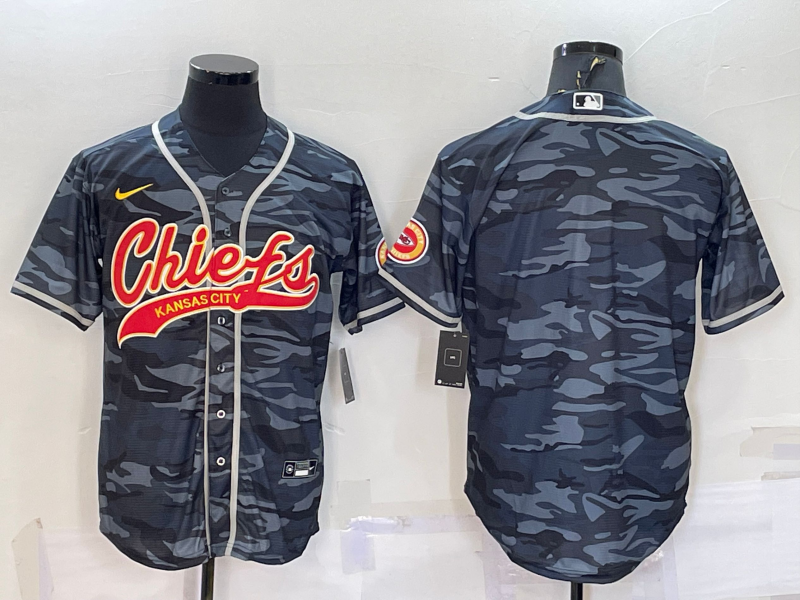 Men’s Kansas City Chiefs Grey Camouflage Blank Jersey