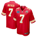 Men’s Kansas City Chiefs Harrison Butker #7 Red Super Bowl LVII Patch Jersey