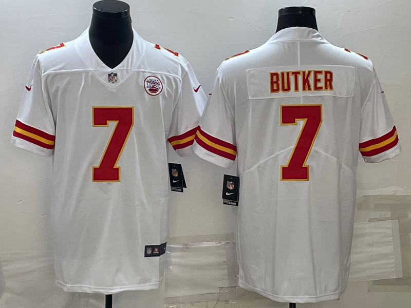 Men’s Kansas City Chiefs Harrison Butker #7 White Jersey