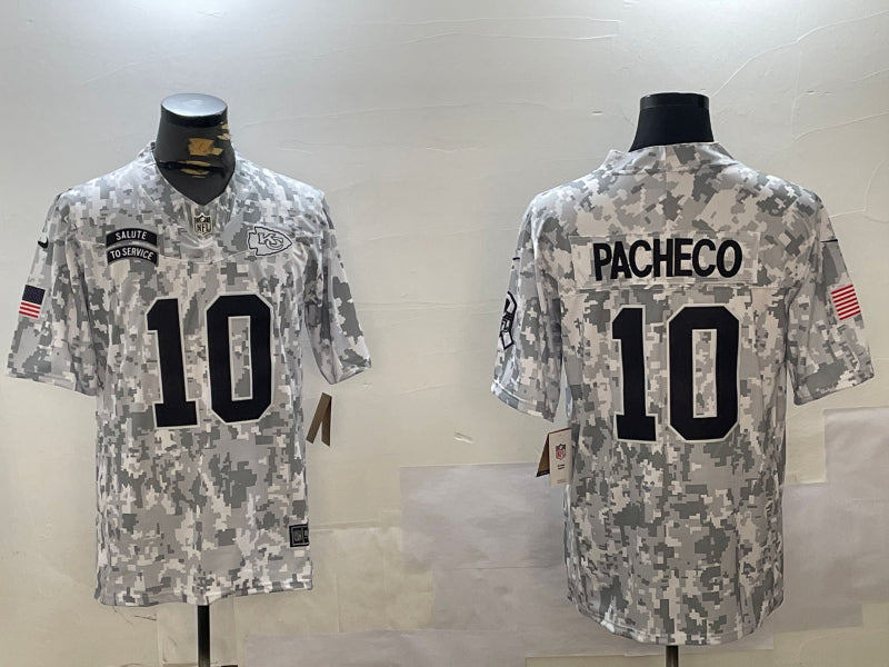 Men’s Kansas City Chiefs Isiah Pacheco #10 Arctic Camo 2024 Salute to Service Limited Jersey