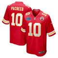 Men’s Kansas City Chiefs Isiah Pacheco #10 Red Super Bowl LVII Patch Jersey