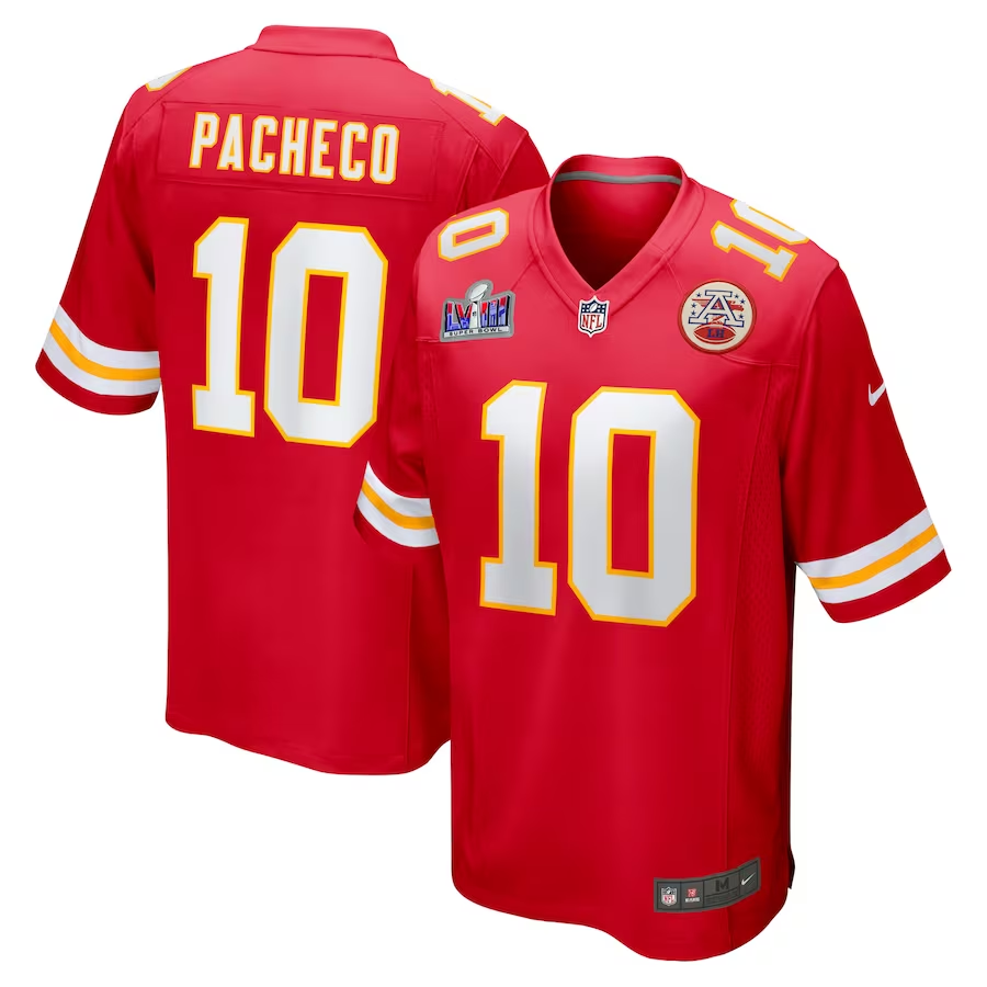 Men’s Kansas City Chiefs Isiah Pacheco #10 Red Super Bowl LVIII Jersey