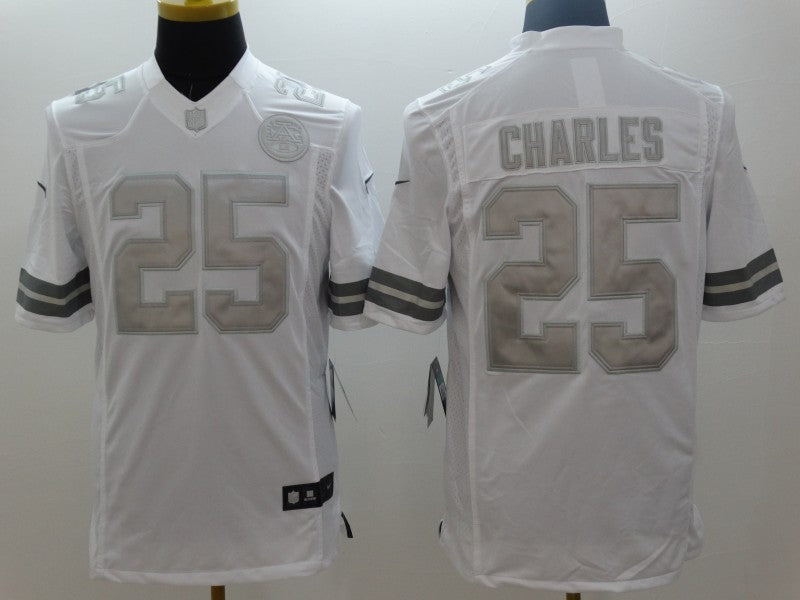 Men’s Kansas City Chiefs Jamaal Charles #25 White Jersey