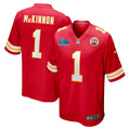Men’s Kansas City Chiefs Jerick McKinnon #1 Red Super Bowl LVII Patch Jersey