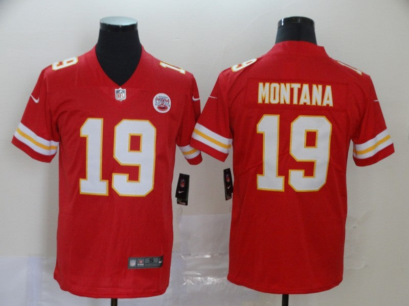 Men’s Kansas City Chiefs Joe Montana #19 Red Jersey