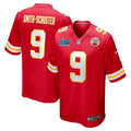 Men’s Kansas City Chiefs JuJu Smith-Schuster #9 Red Super Bowl LVII Patch Jersey