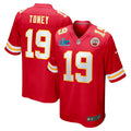 Men’s Kansas City Chiefs Kadarius Toney #19 Red Super Bowl LVII Patch Jersey